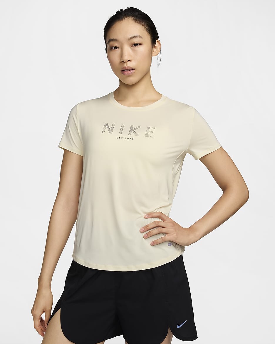 Nike One Women's Dri-FIT Short-Sleeve Top - Cashmere/Off-Noir/Cement Grey