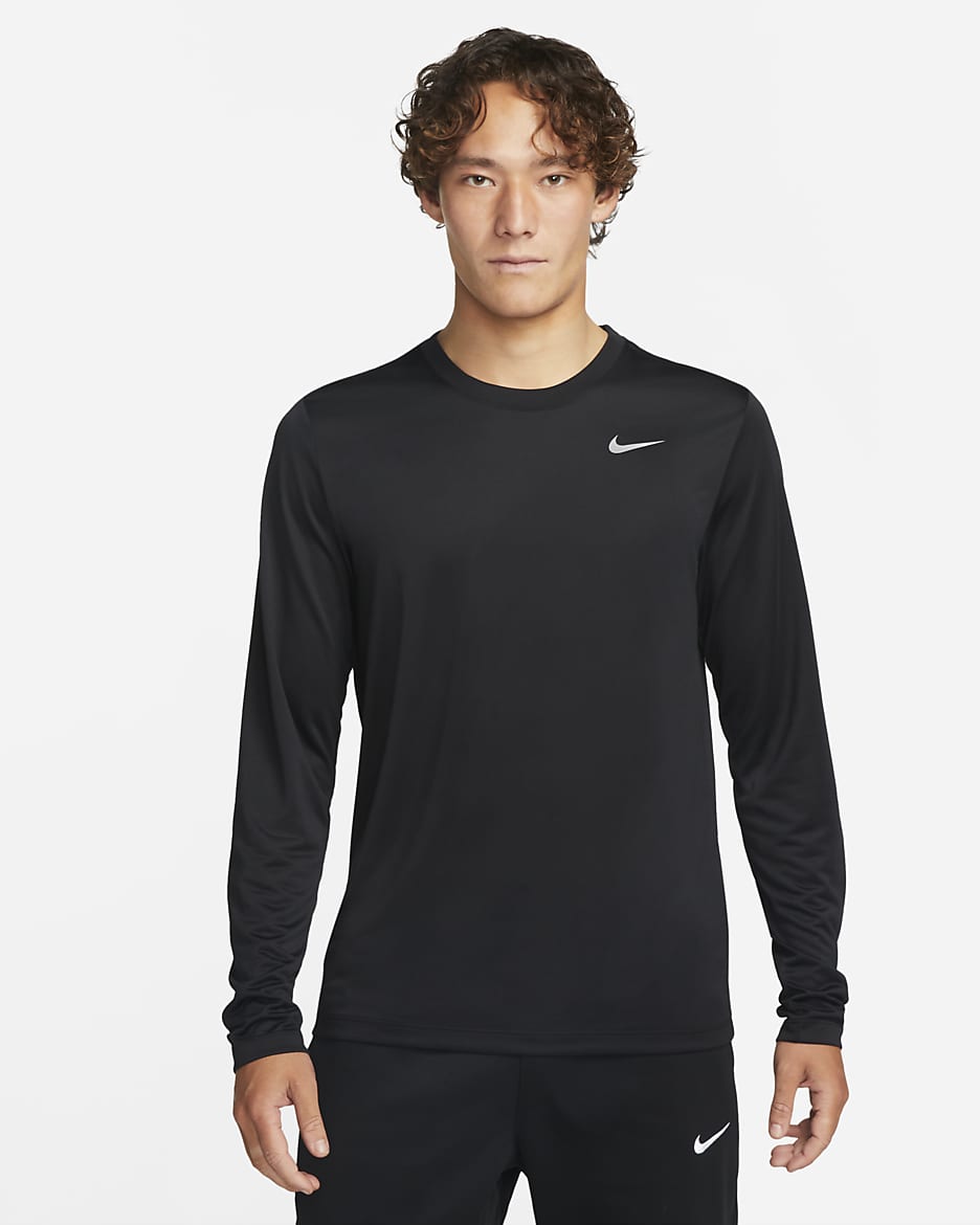 Nike Dri-FIT Legend Men's Long-Sleeve Fitness Top - Black/Matte Silver