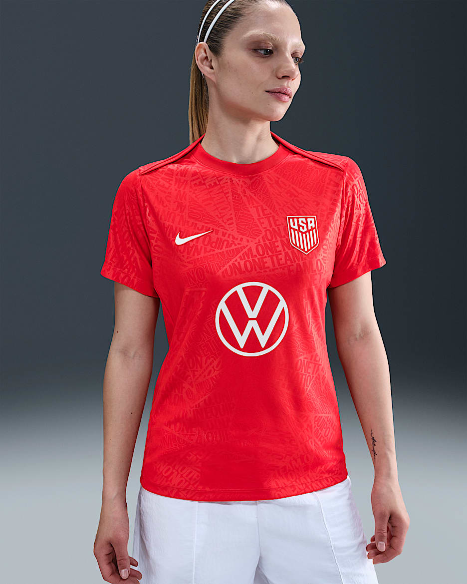 USMNT Academy Pro Women's Nike Dri-FIT Soccer Pre-Match Short-Sleeve Top - Challenge Red/Challenge Red/White