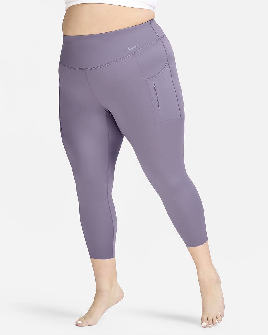 Leggings a 7/8 a vita alta con tasche e sostegno elevato Nike Go (Plus size) – Donna - Daybreak/Nero