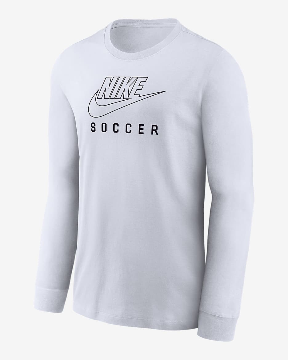 Playera de fútbol de manga larga para niños talla grande Nike Swoosh - Blanco