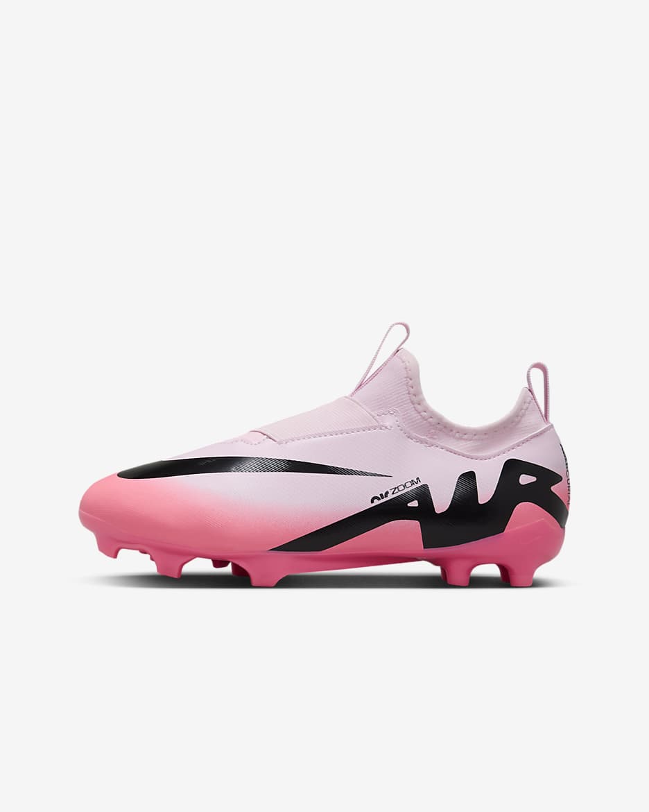 Nike Jr. Mercurial Vapor 15 Academy 小/大童 MG 低筒足球釘鞋 - Pink Foam/黑色