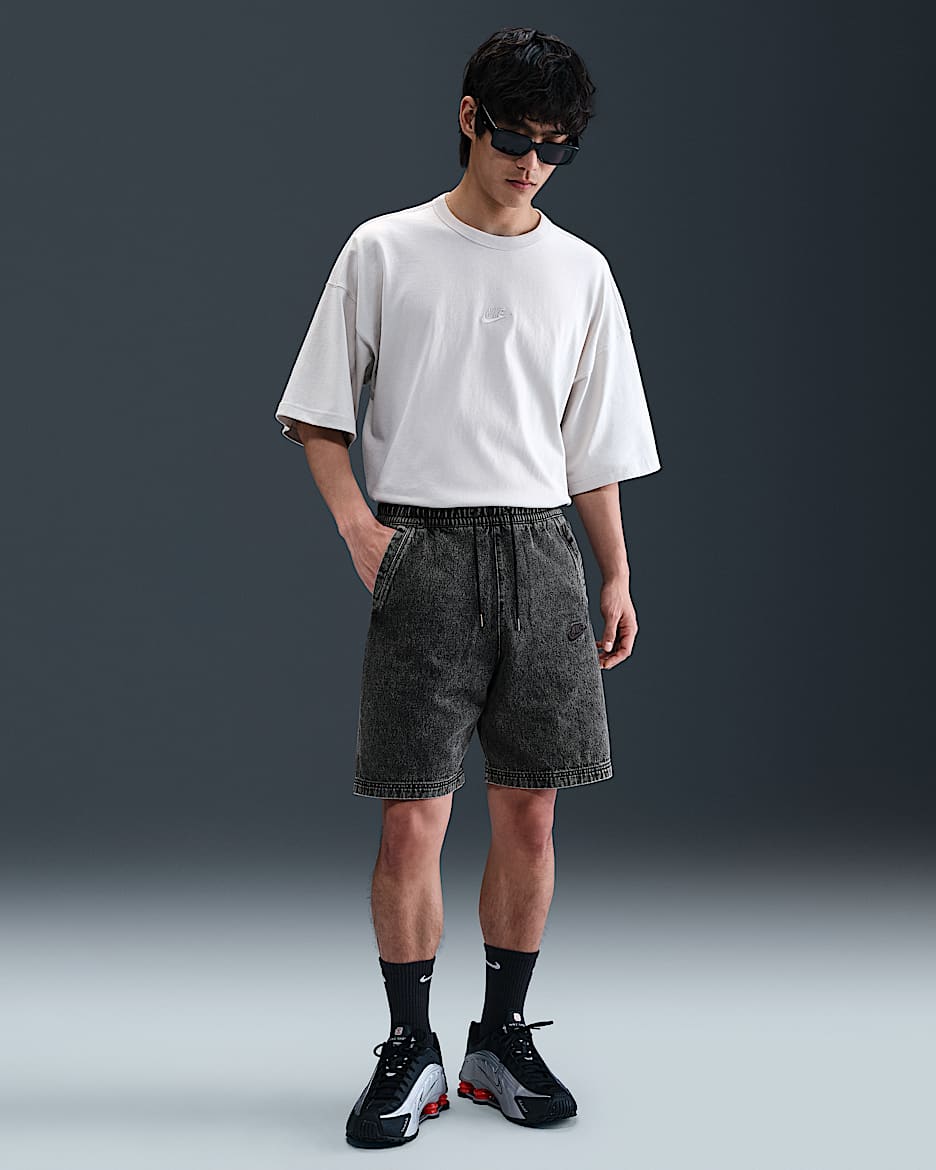 나이키 스포츠웨어 남성 데님 워시드 쇼츠 - 블랙