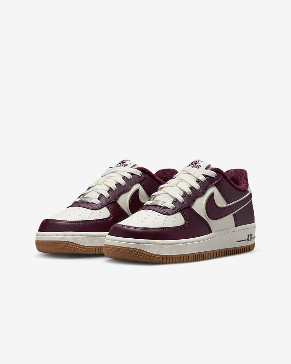 Nike Air Force 1 LV8 3 Older Kids' Shoes - Sail/Gum Medium Brown/Grey Fog/Night Maroon