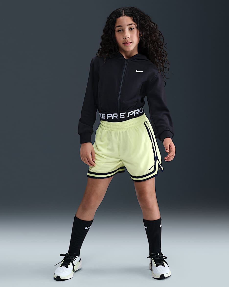 Nike Pro Fleece Big Kids' (Girls') Dri-FIT Full-Zip Hoodie - Black/Black/Black/White