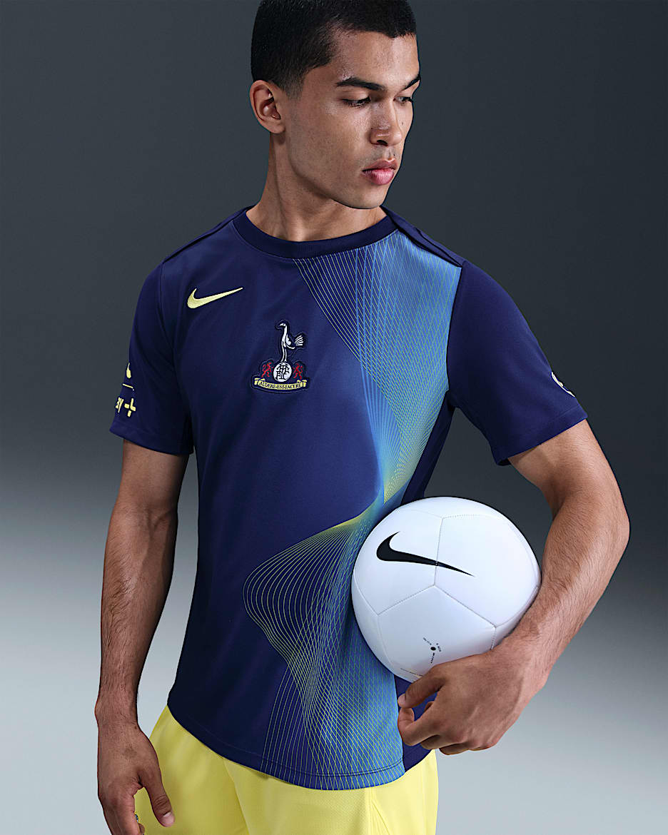 Tottenham Hotspur Academy Pro Third Men's Nike Dri-FIT Total 90 Football Pre-Match Top - Blue Void/Dynamic Yellow/Dynamic Yellow