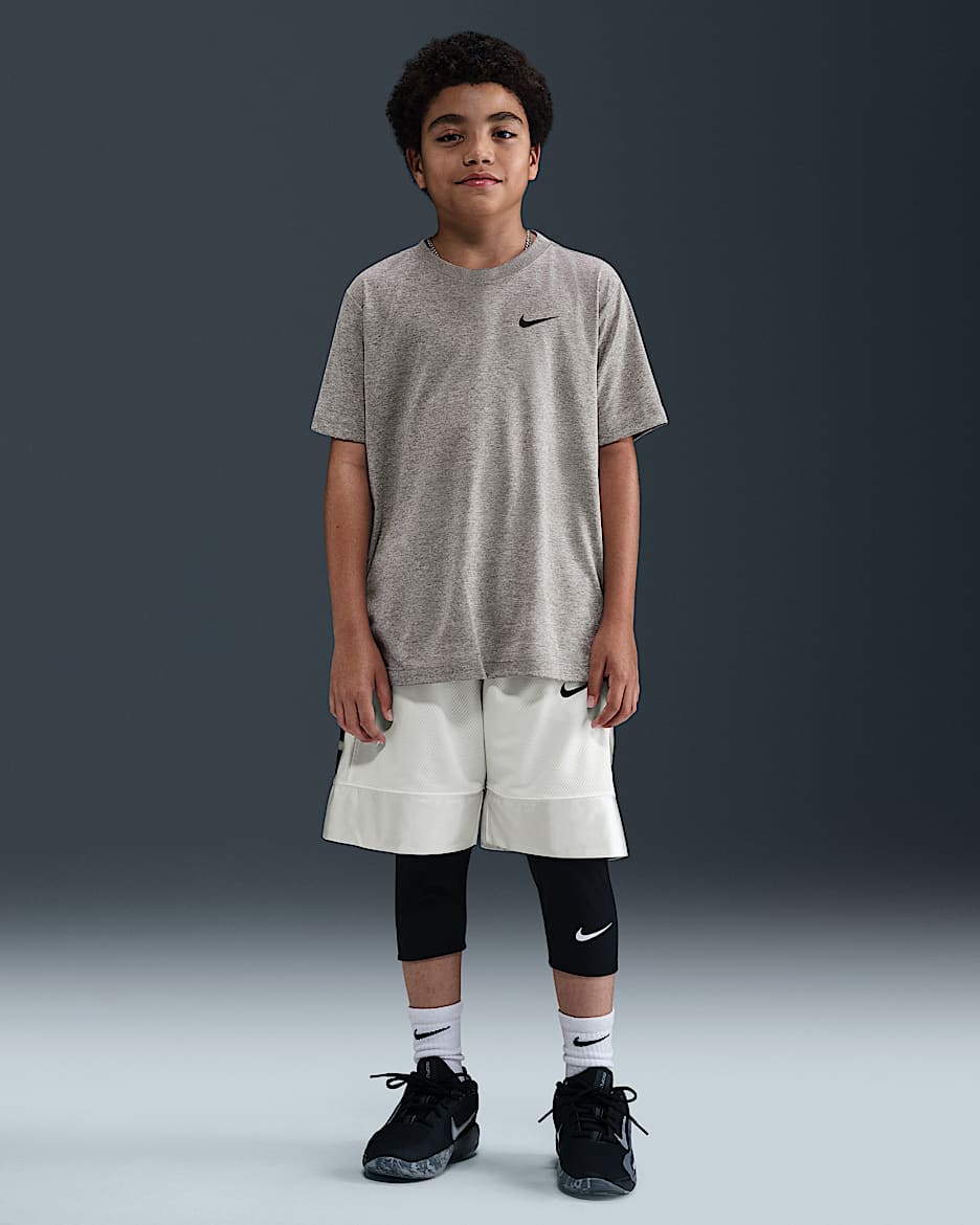 Nike Pro Big Kids' (Boys') Dri-FIT 3/4-Length Tights (Extended Size) - Black/Black/White