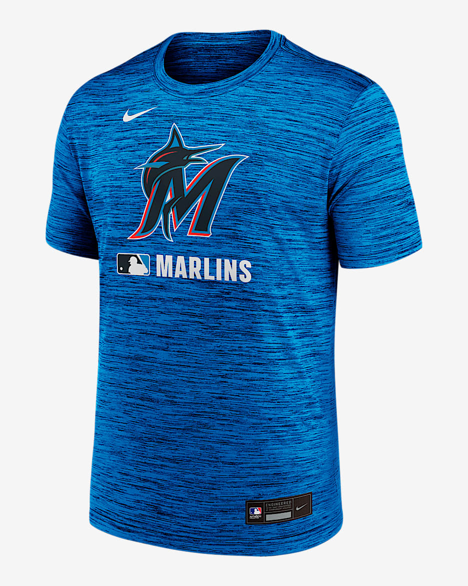 Playera Nike Dri-FIT de la MLB para hombre Miami Marlins Authentic Collection Velocity - Agua
