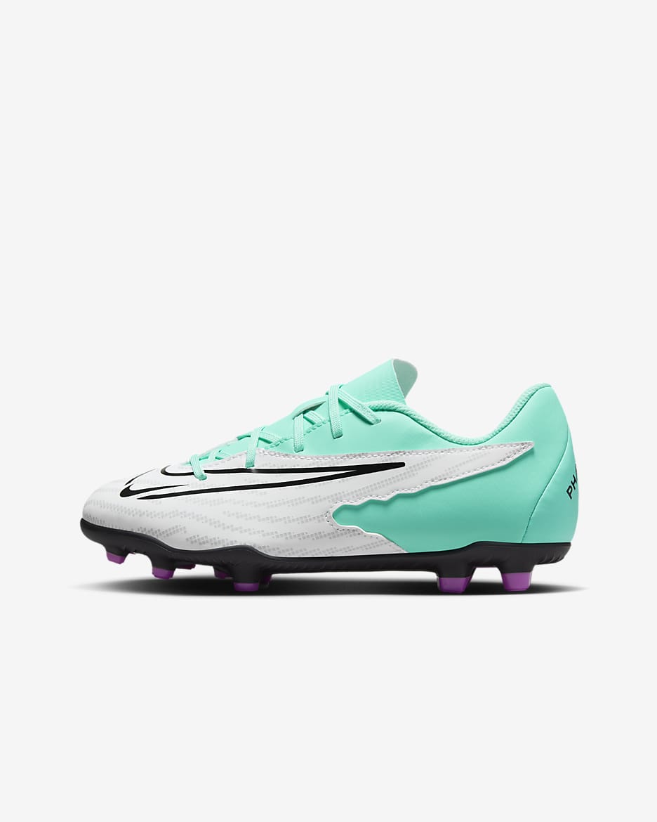 รองเท้าสตั๊ดฟุตบอลไม่หุ้มข้อเด็กโตสำหรับหลายพื้นผิว Nike Jr. Phantom GX Club - Hyper Turquoise/Fuchsia Dream/ขาว/ดำ
