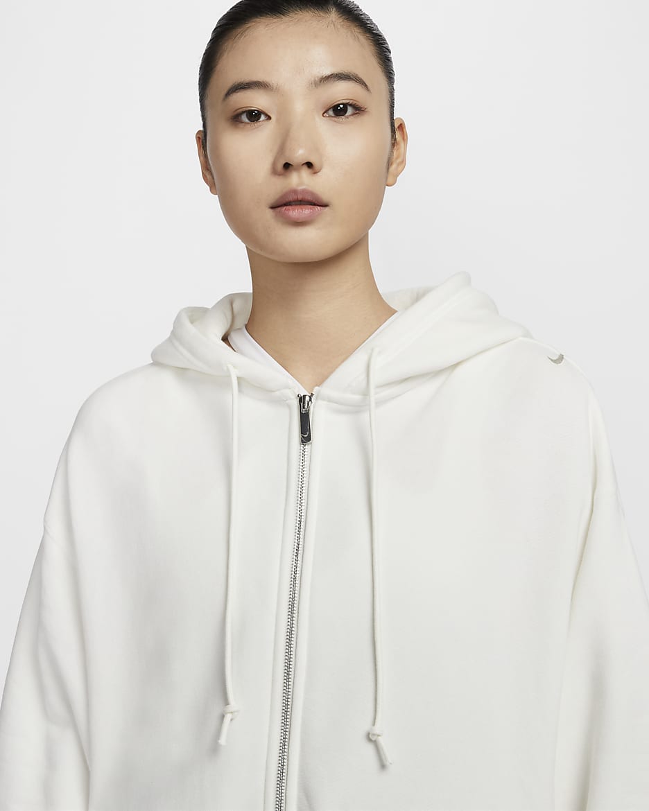 Nike Sportswear Women's Oversized Full-Zip French Terry Hoodie - Sail/Light Orewood Brown