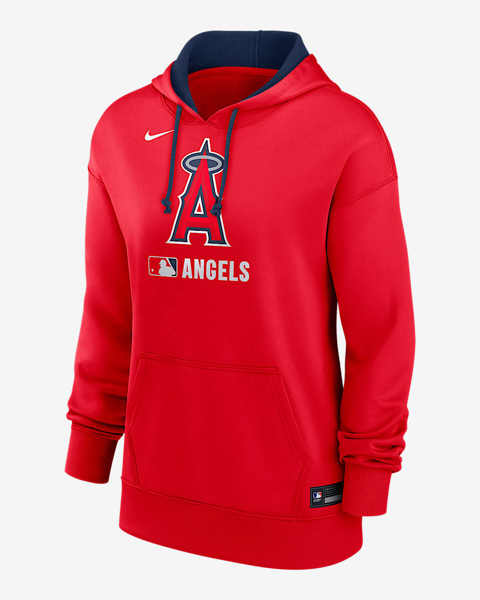 Los Angeles Angels Authentic Collection Women's Nike Therma MLB Pullover Hoodie - Red