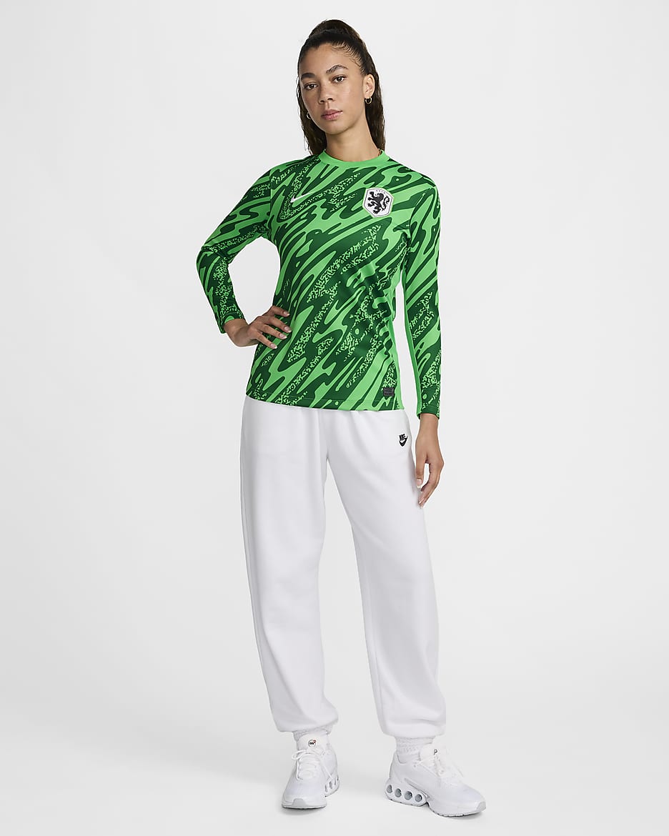 Netherlands (Women's Team) 2024/25 Stadium Goalkeeper Nike Replika-Fußballtrikot mit Dri-FIT-Technologie (Damen) - Green Spark/Pine Green/Weiß