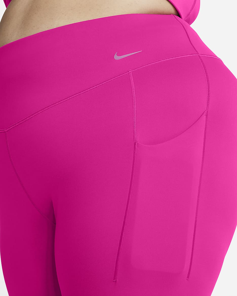 Nike Universa Women's Medium-Support High-Waisted 7/8 Leggings with Pockets (Plus Size) - Fireberry/Black