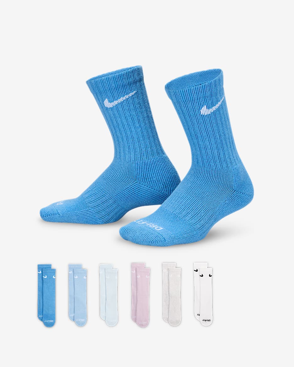 Nike Dri-FIT Performance Basics Crew-Socken (jüngere Kinder, 6 Paar) - Blue Beyond