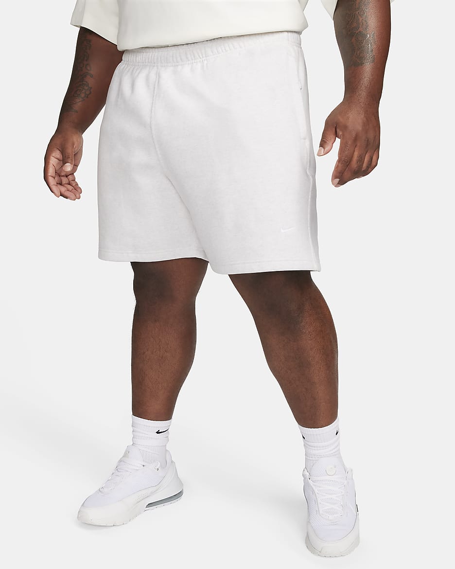 Shorts in fleece Nike Solo Swoosh – Uomo - Birch Heather/Bianco