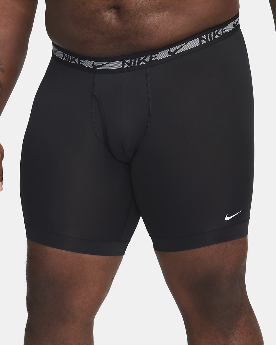 Calzoncillos largos para hombre Nike Dri-FIT Ultra Stretch Micro (paquete de 3) - Negro