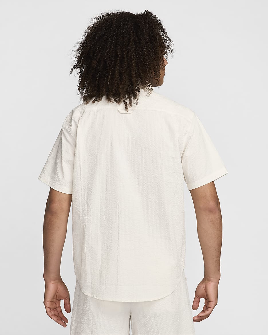 Nike Life Men's Short-Sleeve Seersucker Button-Down Shirt - Phantom/Phantom