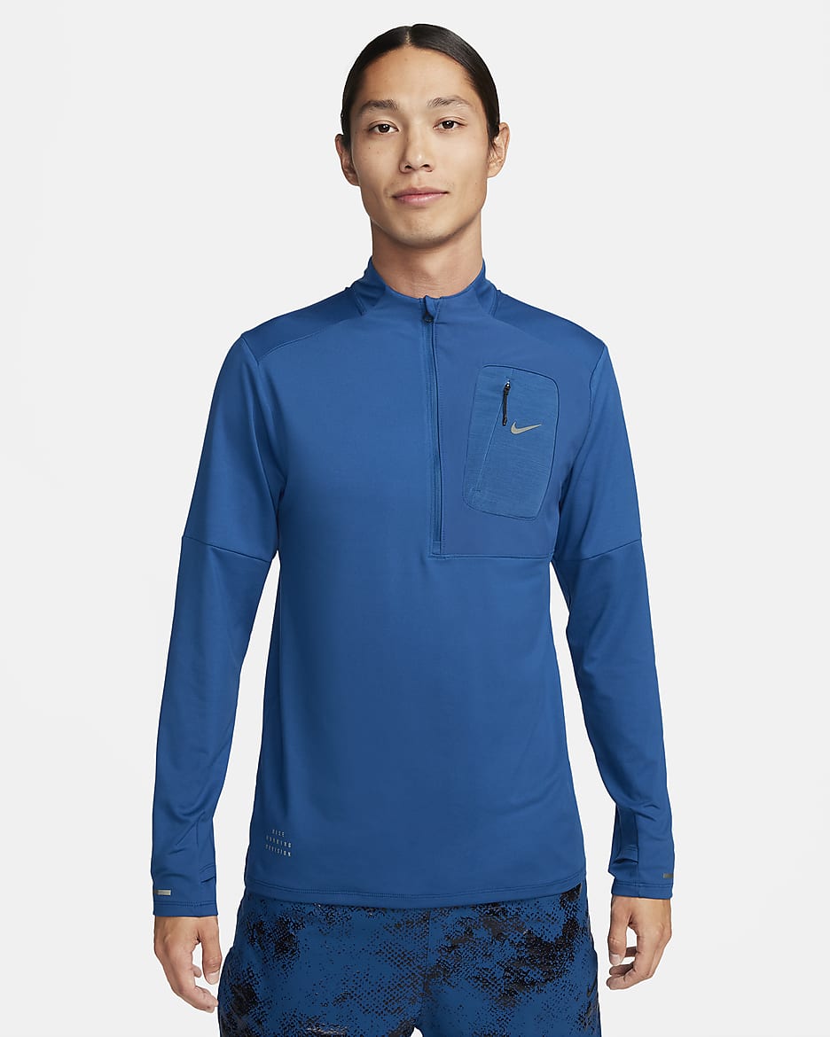 Nike Element Running Division Men's Dri-FIT UV 1/2-Zip Running Top - Court Blue/Black