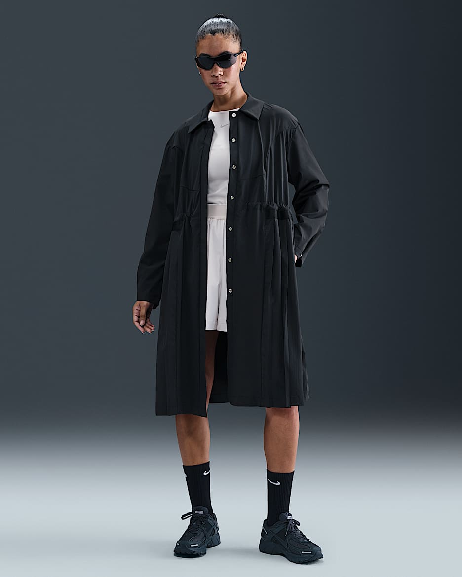 Nike 24.7 PerfectStretch Women's Dri-FIT Oversized Trench Coat - Black/Dark Smoke Grey