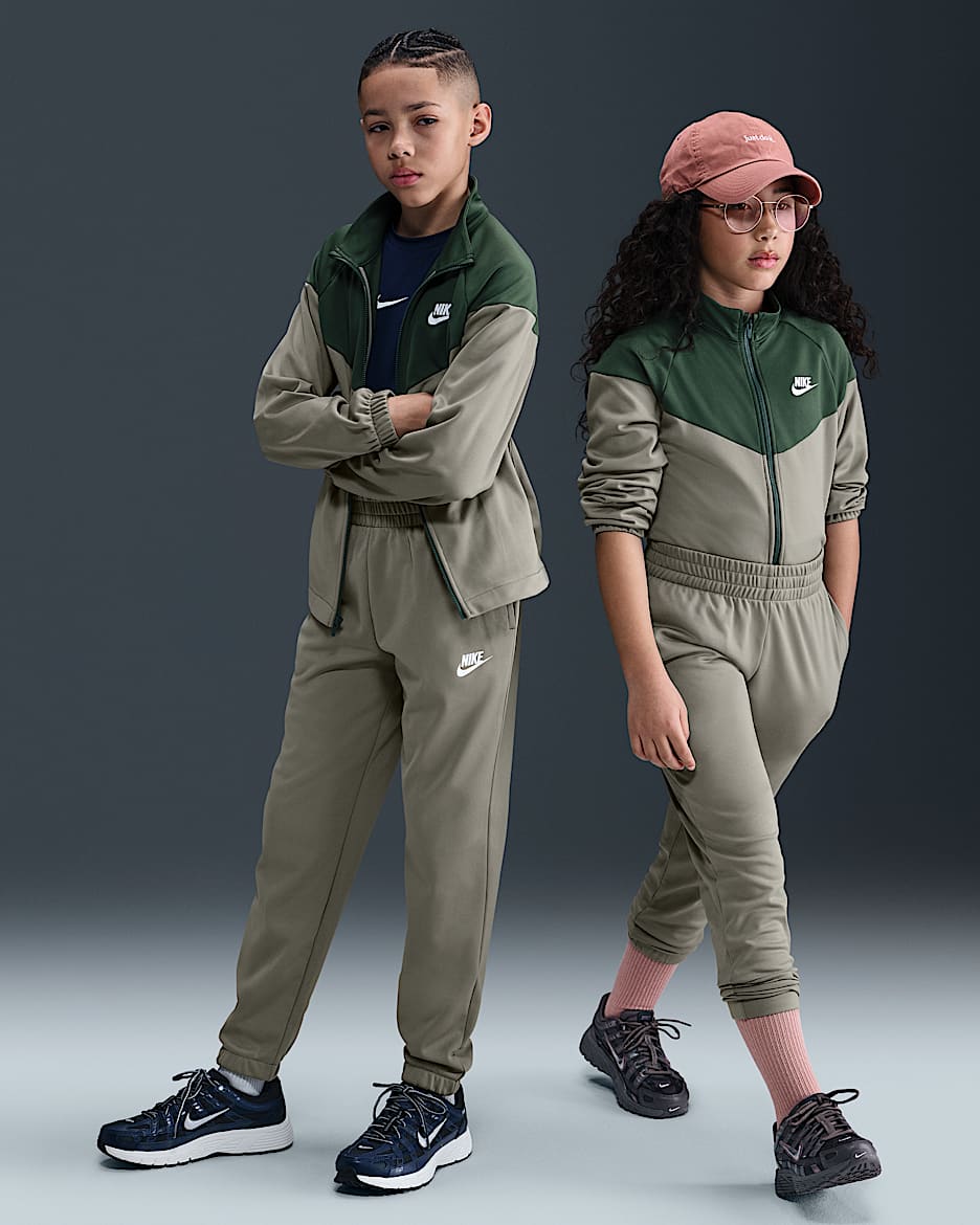 Nike Sportswear Big Kids' Dri-FIT Tracksuit - Light Army/Fir/White