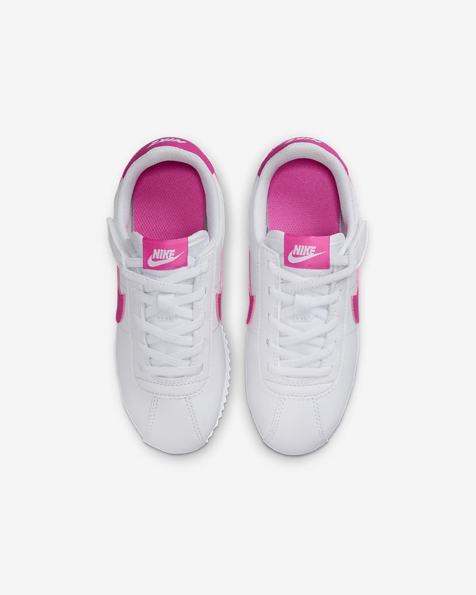 Nike Cortez EasyOn Younger Kids' Shoes - White/Laser Fuchsia