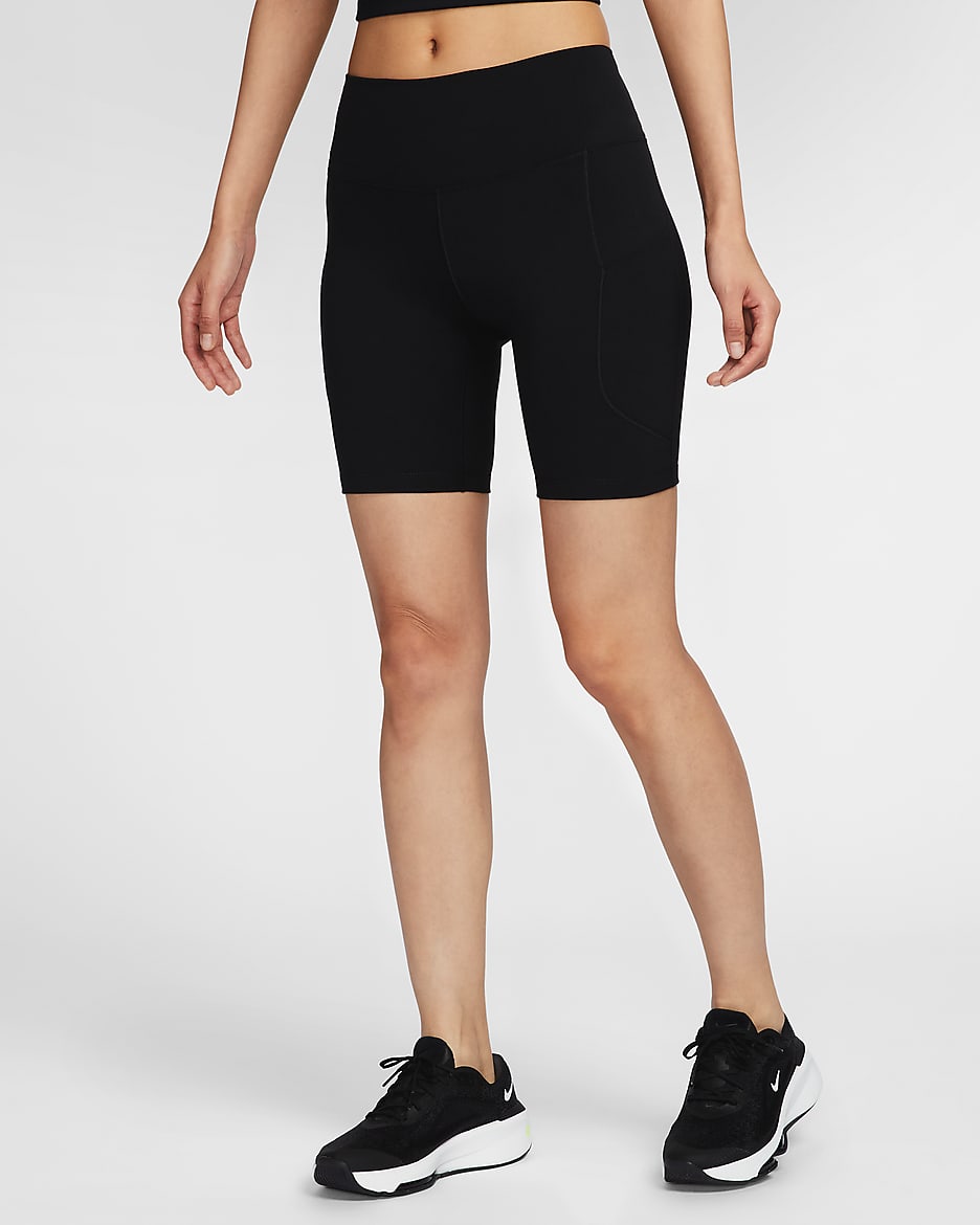 Nike One Women's High-Waisted 20.5cm (approx.) Biker Shorts with Pockets - Black/Black
