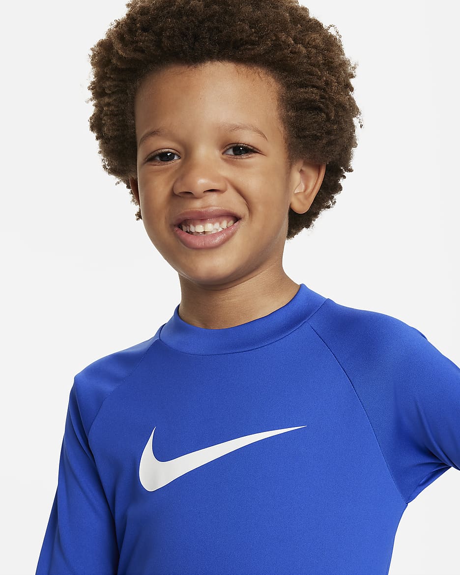 Playera de manga larga Hydroguard para niño talla pequeña Nike Swim - Royal juego