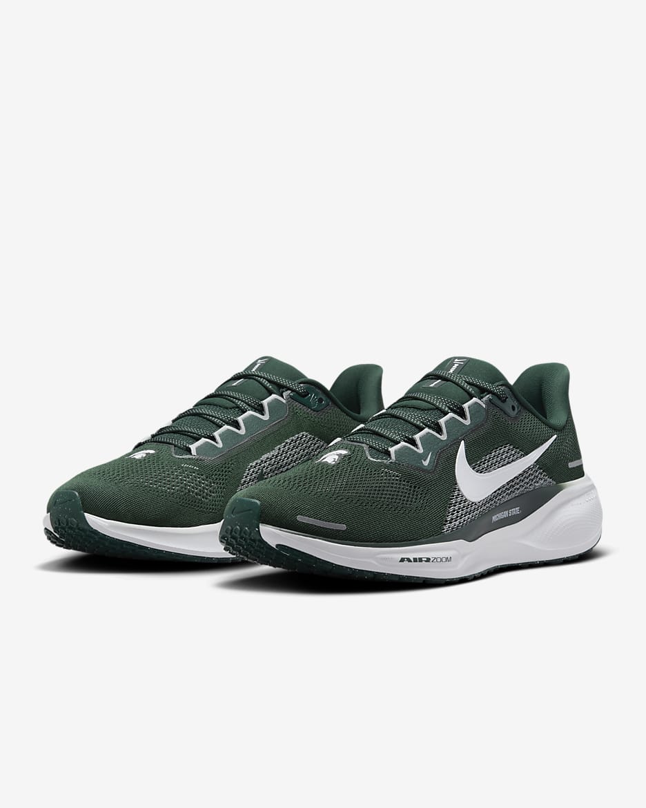 Michigan State Pegasus 41 Men's Nike College Road Running Shoes - Pro Green/White/Night Silver/White