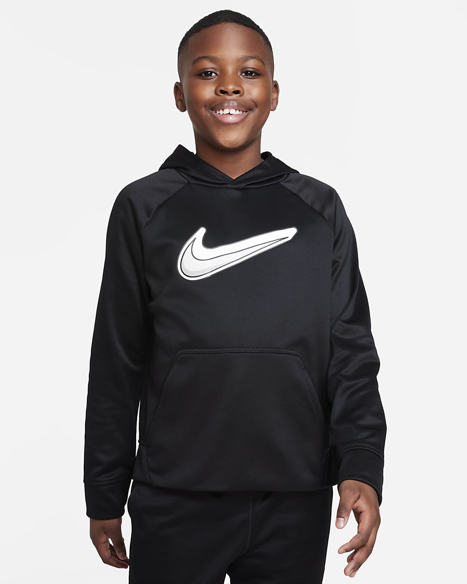 Nike Therma-FIT Big Kids' (Boys') Graphic Pullover Hoodie (Extended Size) - Black