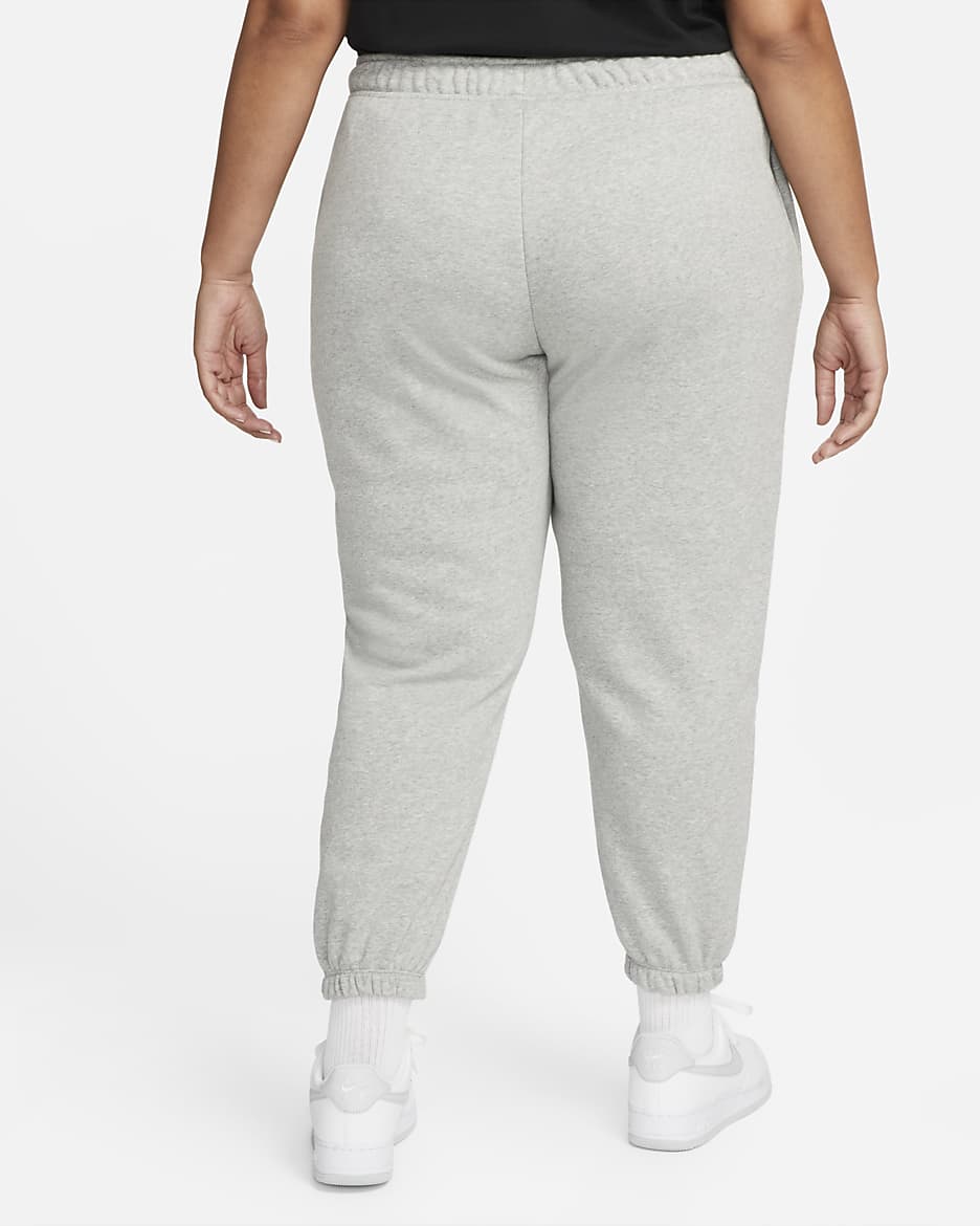 Nike Sportswear Club Fleece Women's Mid-Rise Oversized Sweatpants (Plus Size) - Dark Grey Heather/White