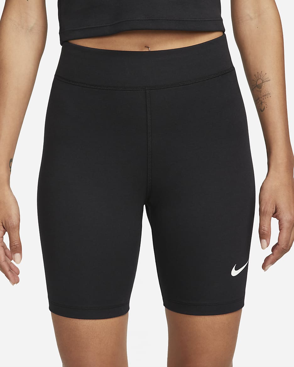 Nike Sportswear Classic bikeshorts met hoge taille voor dames (21 cm) - Zwart/Sail
