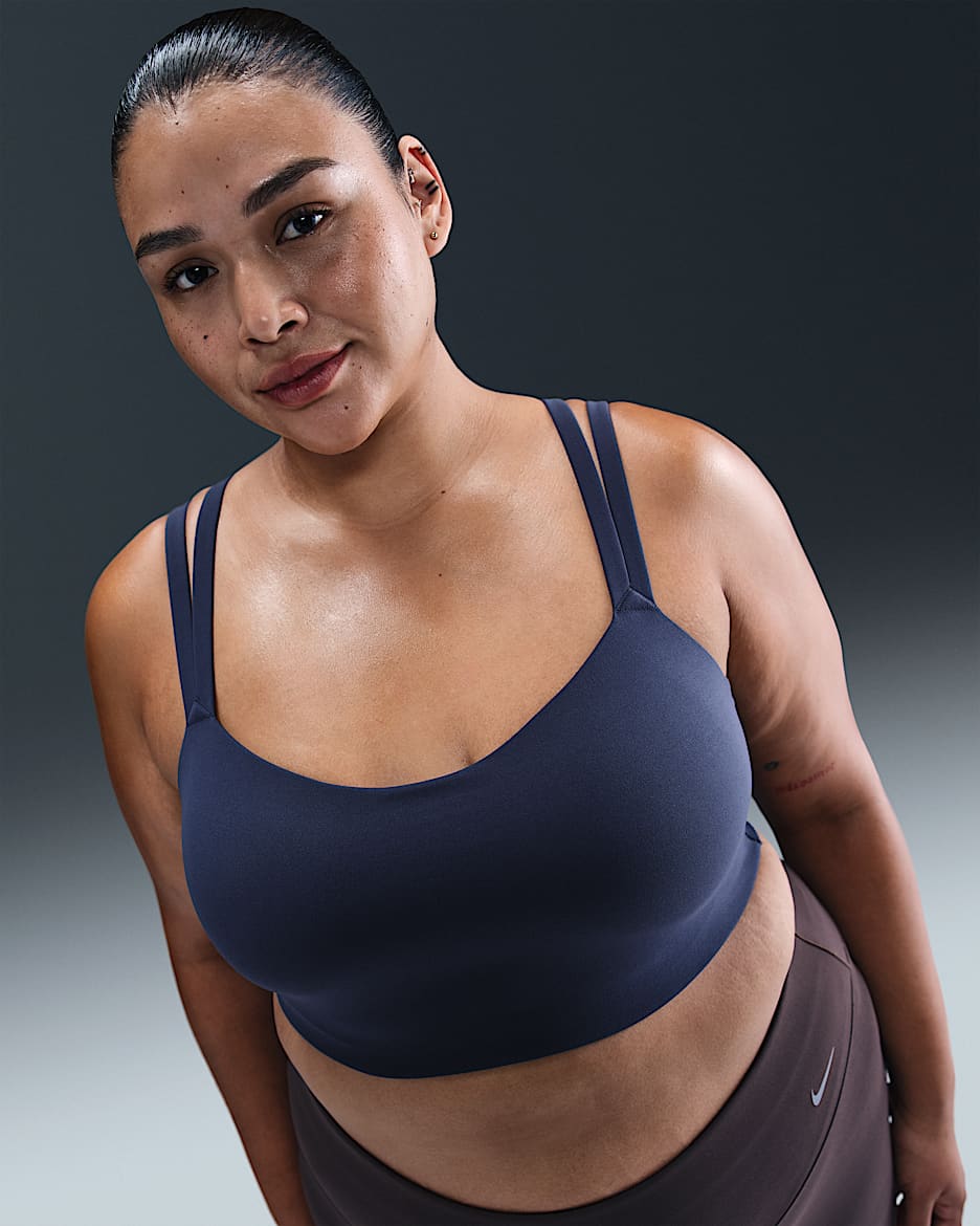 Nike Zenvy Strappy Women's Light-Support Padded Sports Bra (Plus Size) - Midnight Navy/White