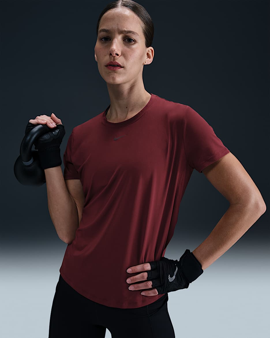 Nike One Classic Women's Dri-FIT Short-Sleeve Top - Dark Team Red/Black
