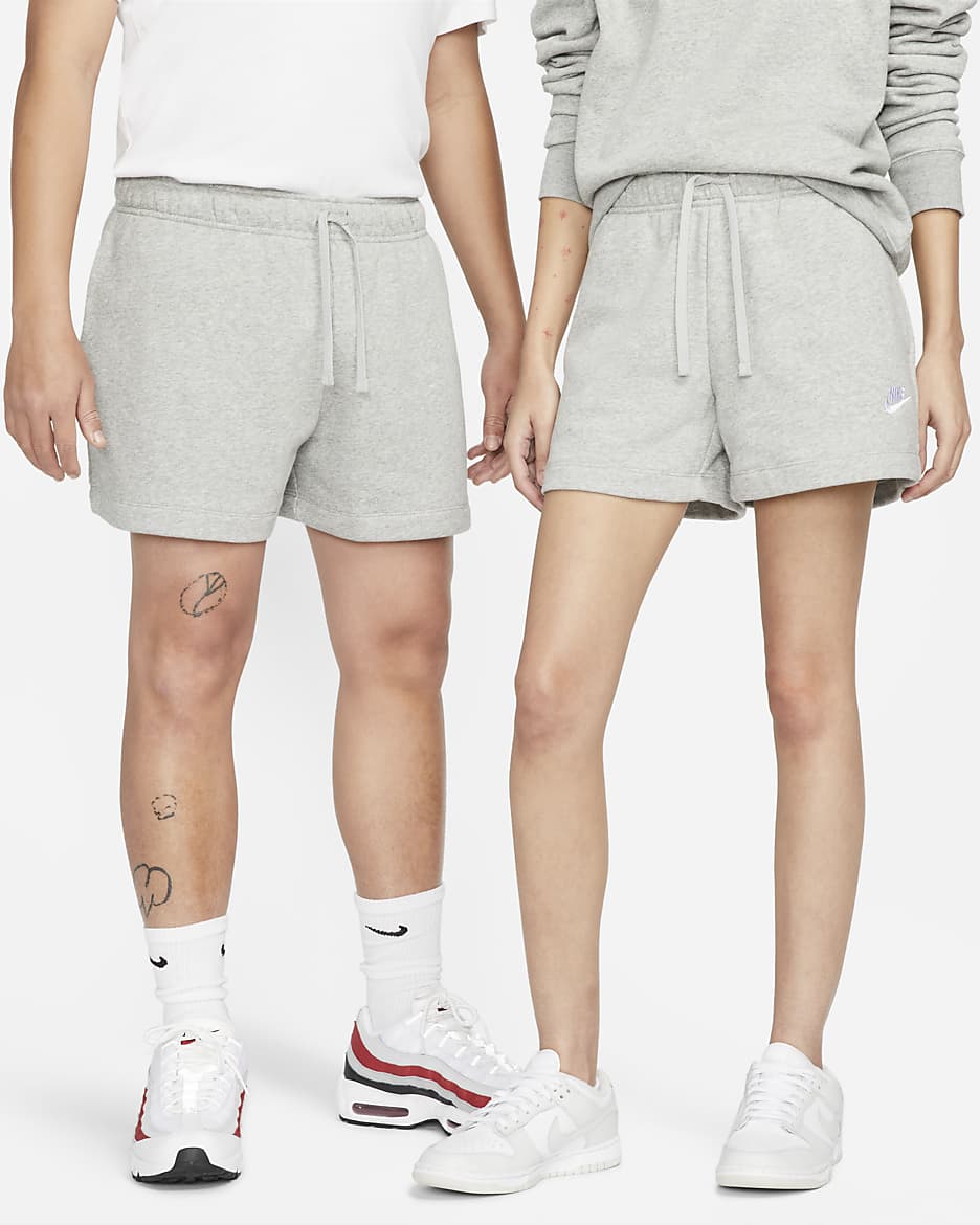 Nike Sportswear Club Fleece Women's Mid-Rise Shorts - Dark Grey Heather/White