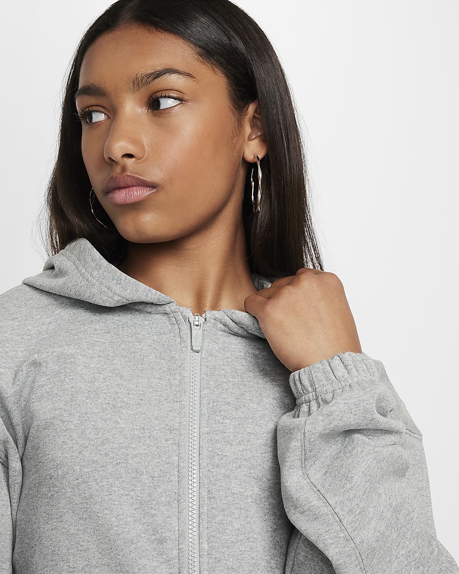 Nike Sportswear Girls' Dri-FIT Oversized Fleece Hoodie - Dark Grey Heather