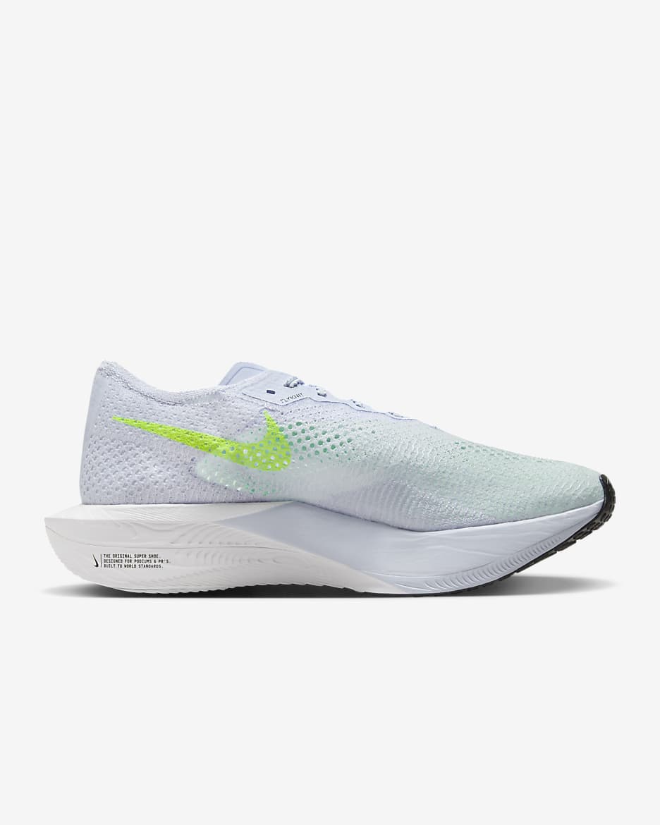 Nike Vaporfly 3 Men's Road Racing Shoes - Football Grey/Green Strike/Light Armory Blue/Racer Blue