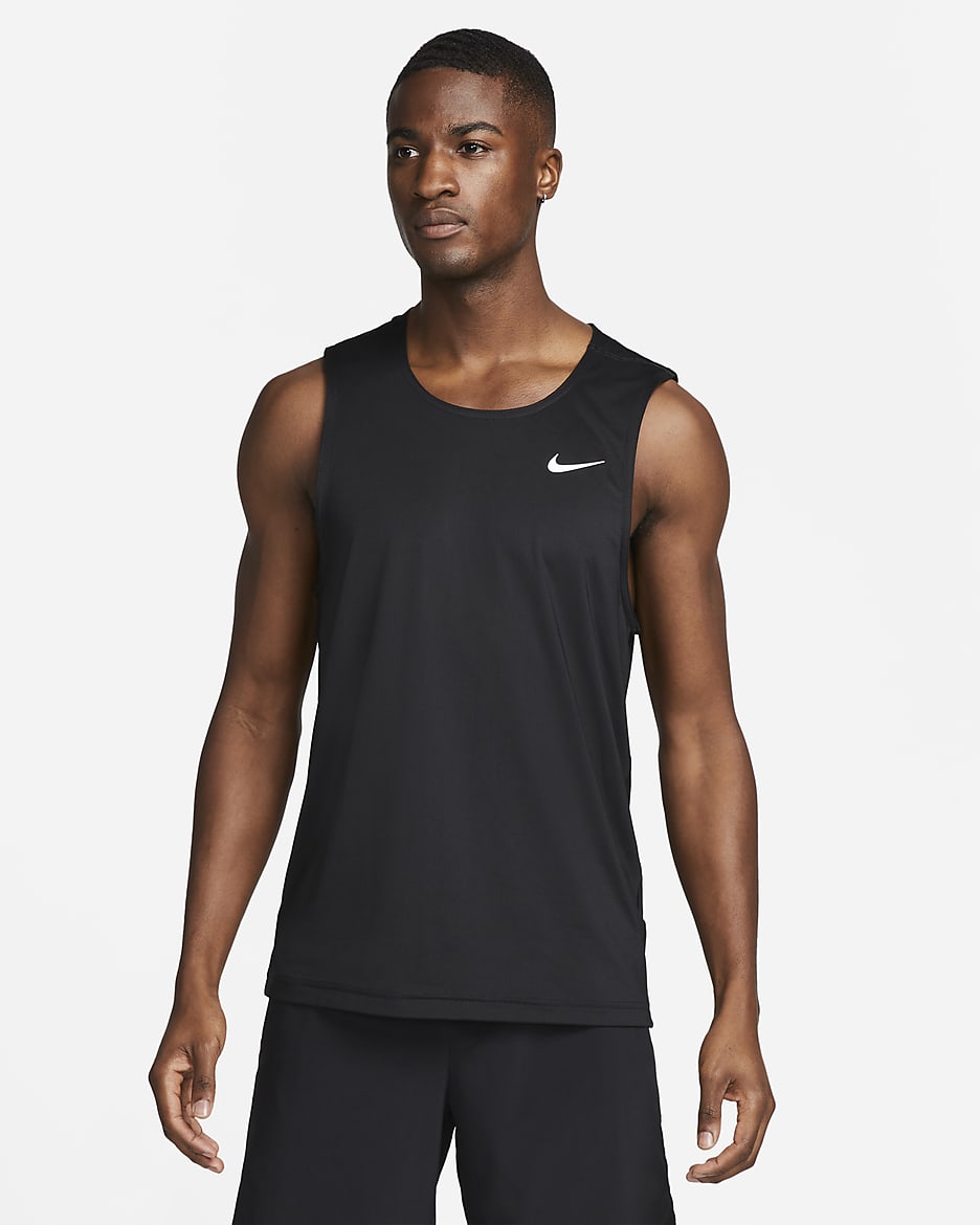 Camiseta de tirantes de fitness Dri-FIT para hombre Nike Ready - Negro/Gris azulado/Blanco