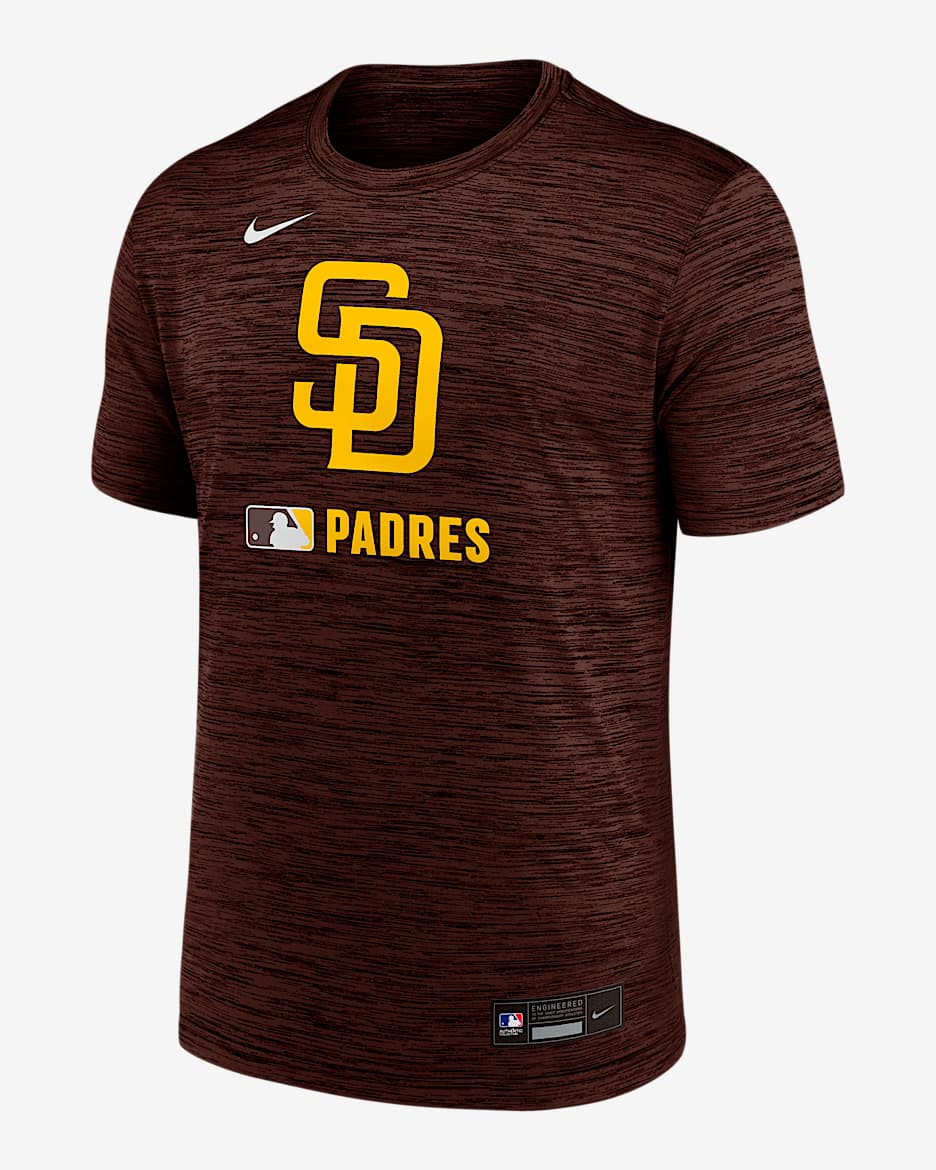 San Diego Padres Authentic Collection Velocity Playera Nike Dri-FIT de la MLB para hombre - Marrón