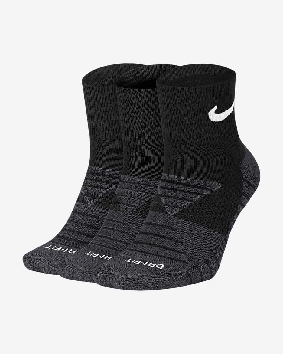 Nike Everyday Max Cushioned Training Ankle Socks (3 Pairs) - Black/Anthracite/White