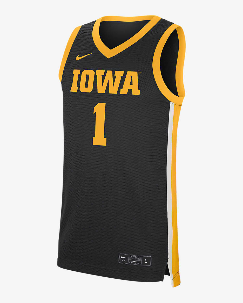 Jersey de básquetbol para hombre Nike College (Iowa) - Negro/Oro universitario