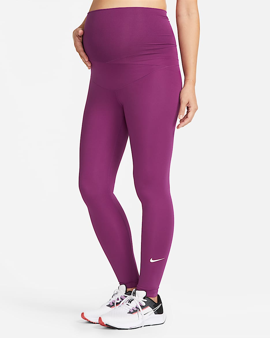 Nike One (M) Women's High-Rise Leggings (Maternity) - Viotech/White