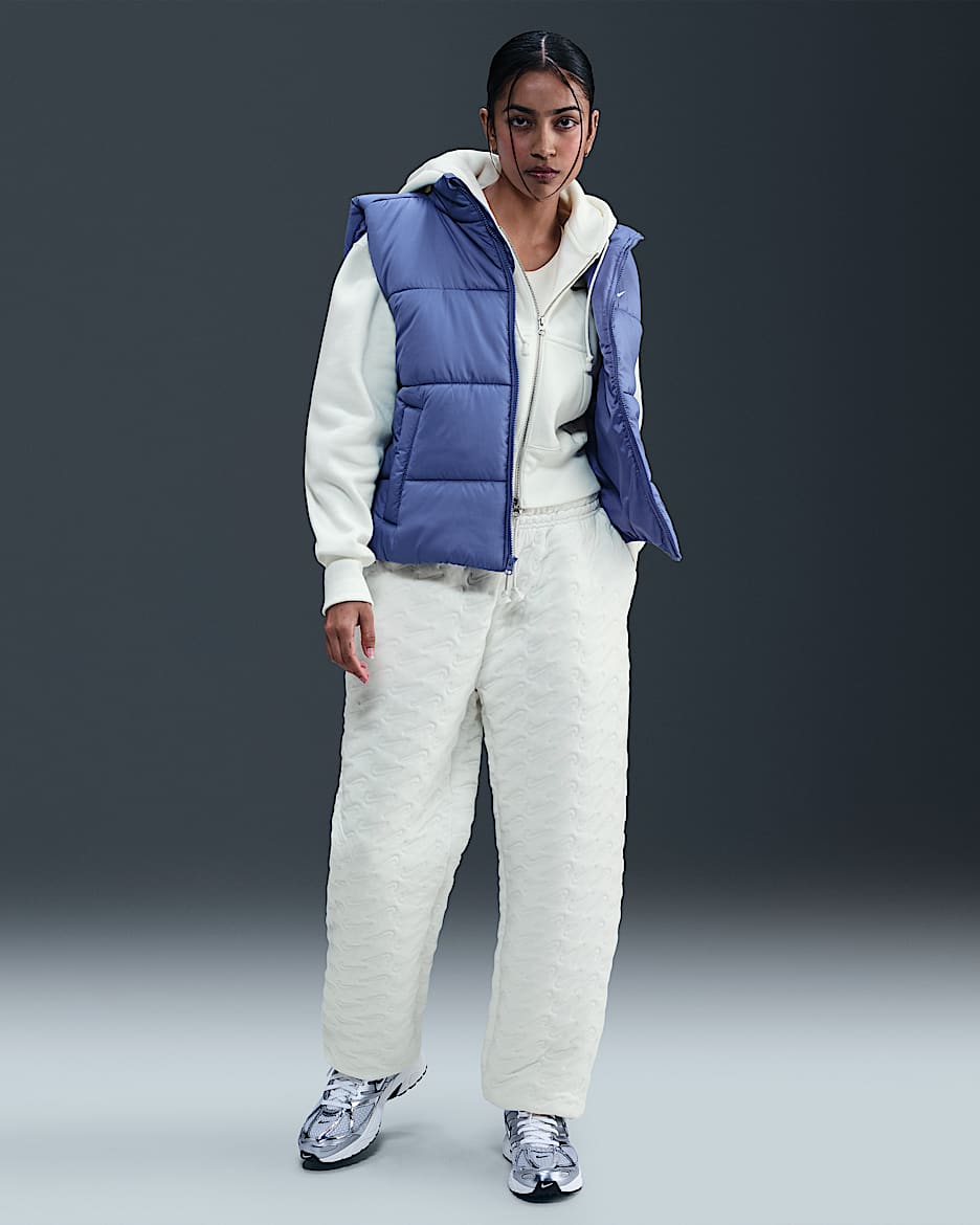 Pants de jacquard de tiro alto oversized para mujer Nike Sportswear Phoenix Fleece - Vela/Duna