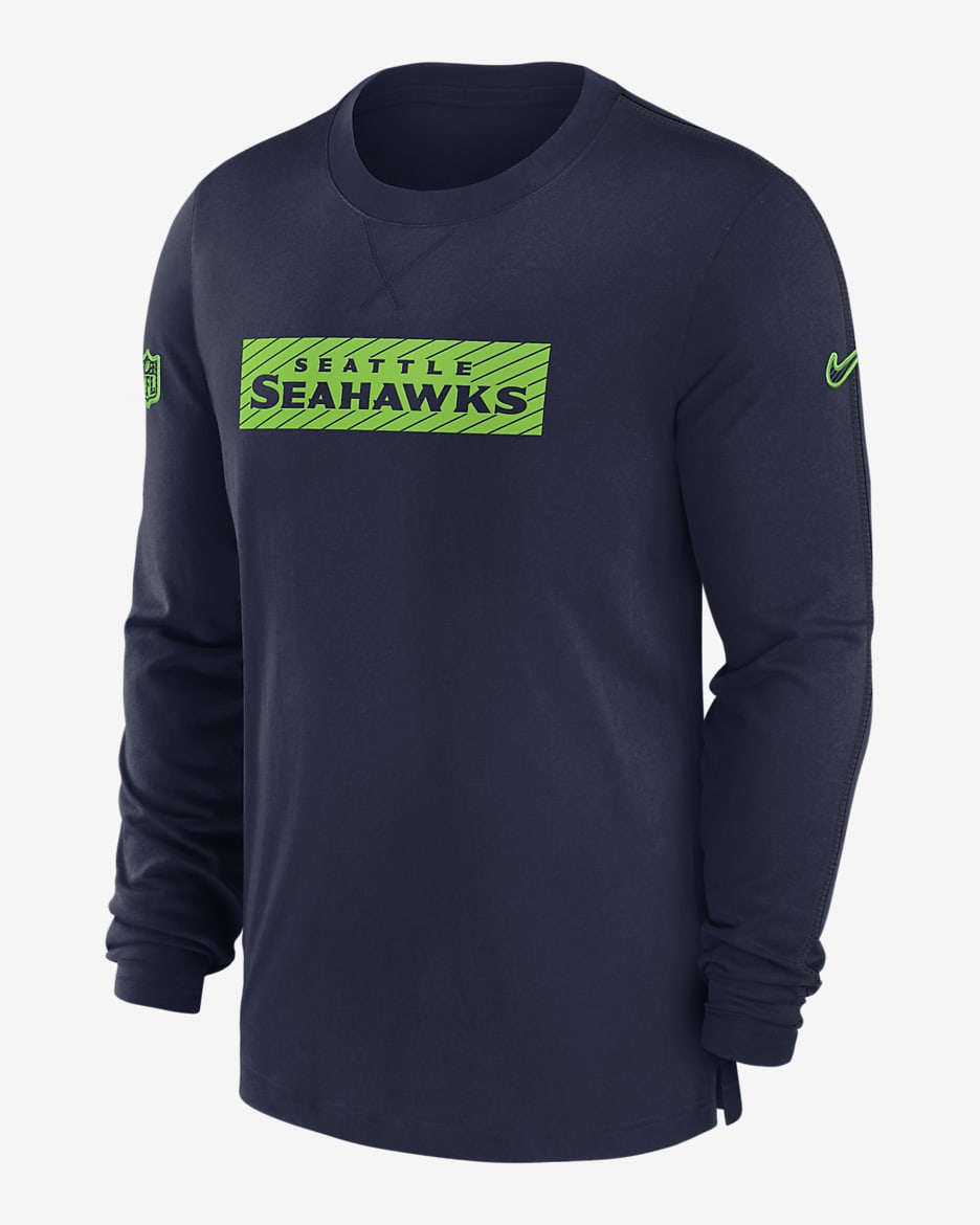 Playera de manga larga Nike Dri-FIT para hombre Seattle Seahawks Sideline Player Team Issue - Azul marino