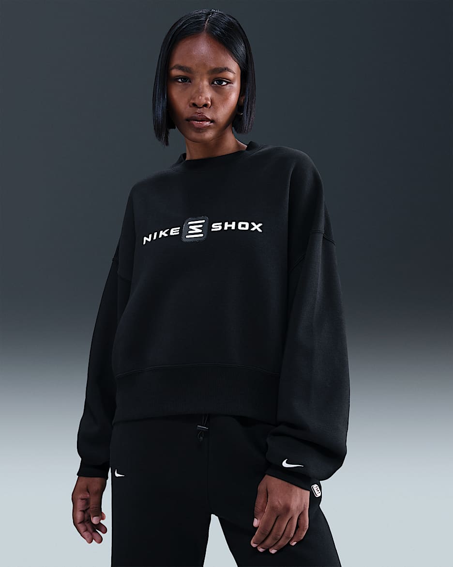Nike Sportswear Phoenix Fleece Shox Women's Oversized Crew-Neck Sweatshirt - Black