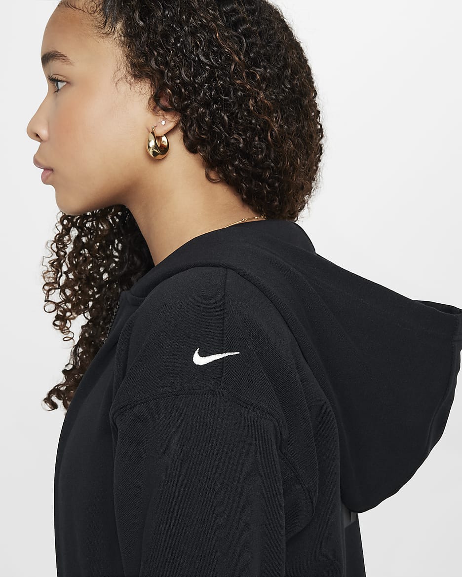 Nike Sportswear Dri-FIT Bol Kesimli Fleece Kız Çocuk Kapüşonlu Üst - Siyah