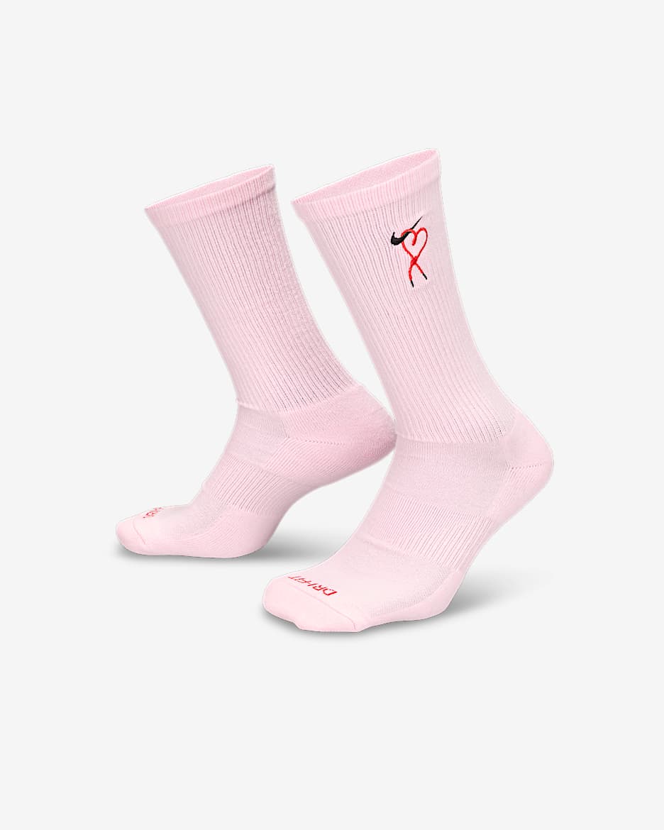 Calcetas (1 par) Nike Everyday Plus Cushioned - Espuma rosa/Rojo universitario/Negro