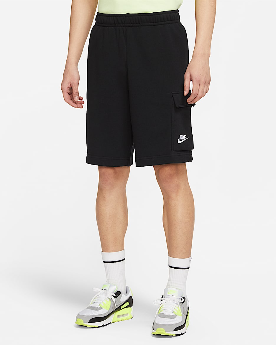 Nike Sportswear Club Men's French Terry Cargo Shorts - Black/Black/White