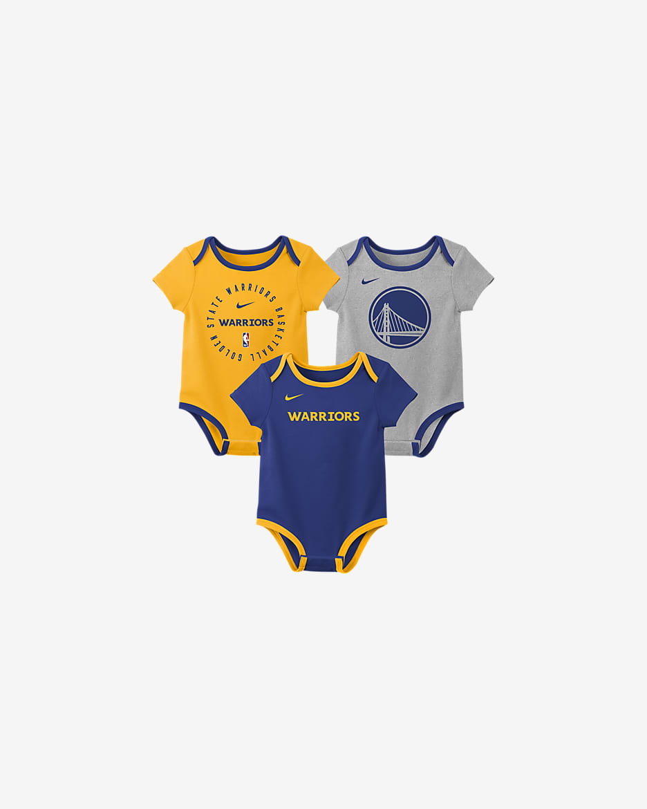 Golden State Warriors Baby Nike NBA 3-Pack Bodysuit Set - Amarillo