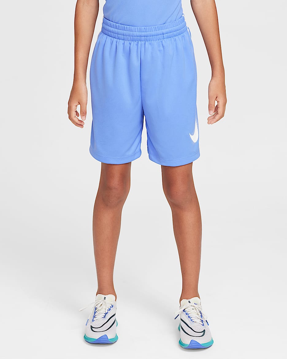 Shorts de entrenamiento con gráfico Dri-FIT para niño talla grande Nike Multi - Royal pulso/Blanco/Blanco
