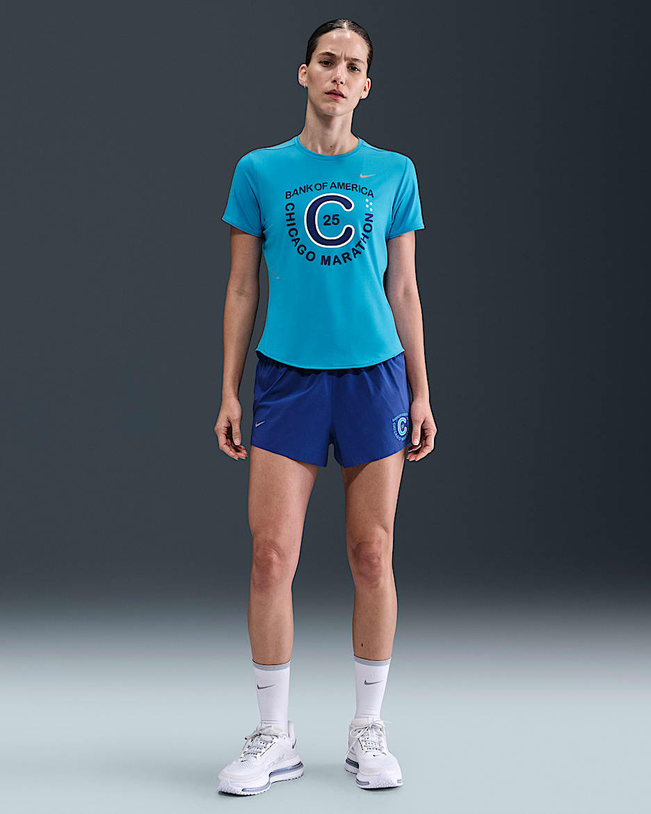 Nike Swift Women's Dri-FIT Mid-Rise Brief-Lined Running Shorts - Deep Night/Reflect Silver